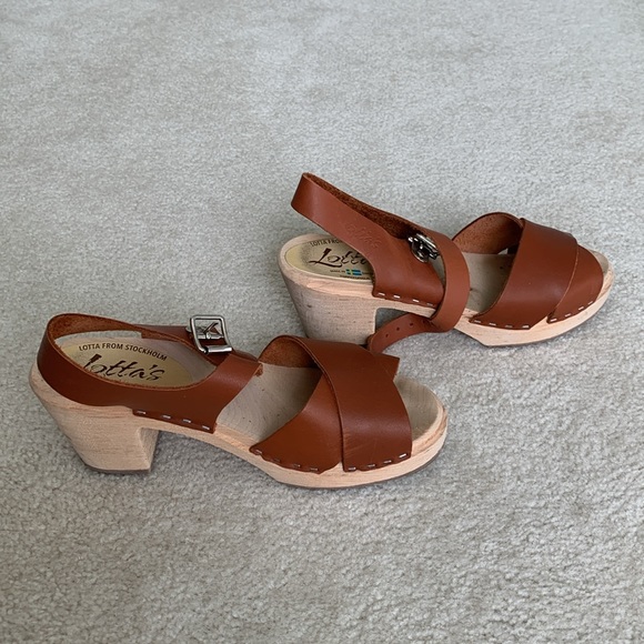 Lotta from Stockholm Swedish Clog in Crossover Tan Leather Natural Sole 39 - Picture 3 of 6